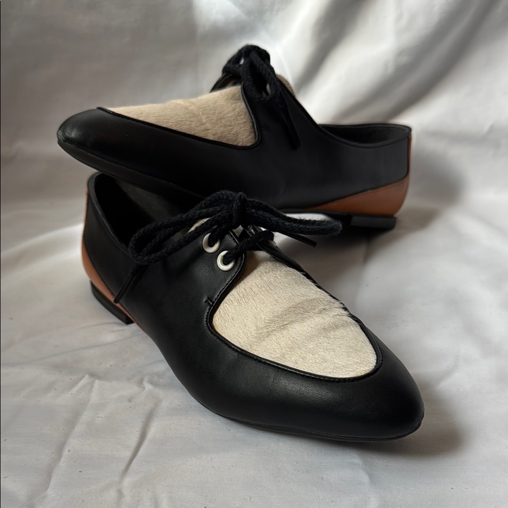 Black and Tan Loafer with Pony Hair Accent